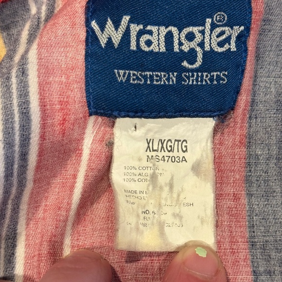 VTG Wrangler Shirt Mens XL Western Striped Brushpopper Rodeo Cowboy Pearl Snap - Picture 7 of 7